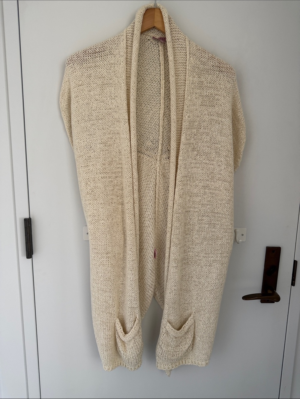 Calypso St. Barth Cream Open-Front Cap Sleeve Knit Cardigan